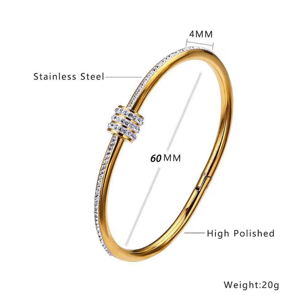 Classic Pavé Knot Bangle Bracelet – Gold or Silver