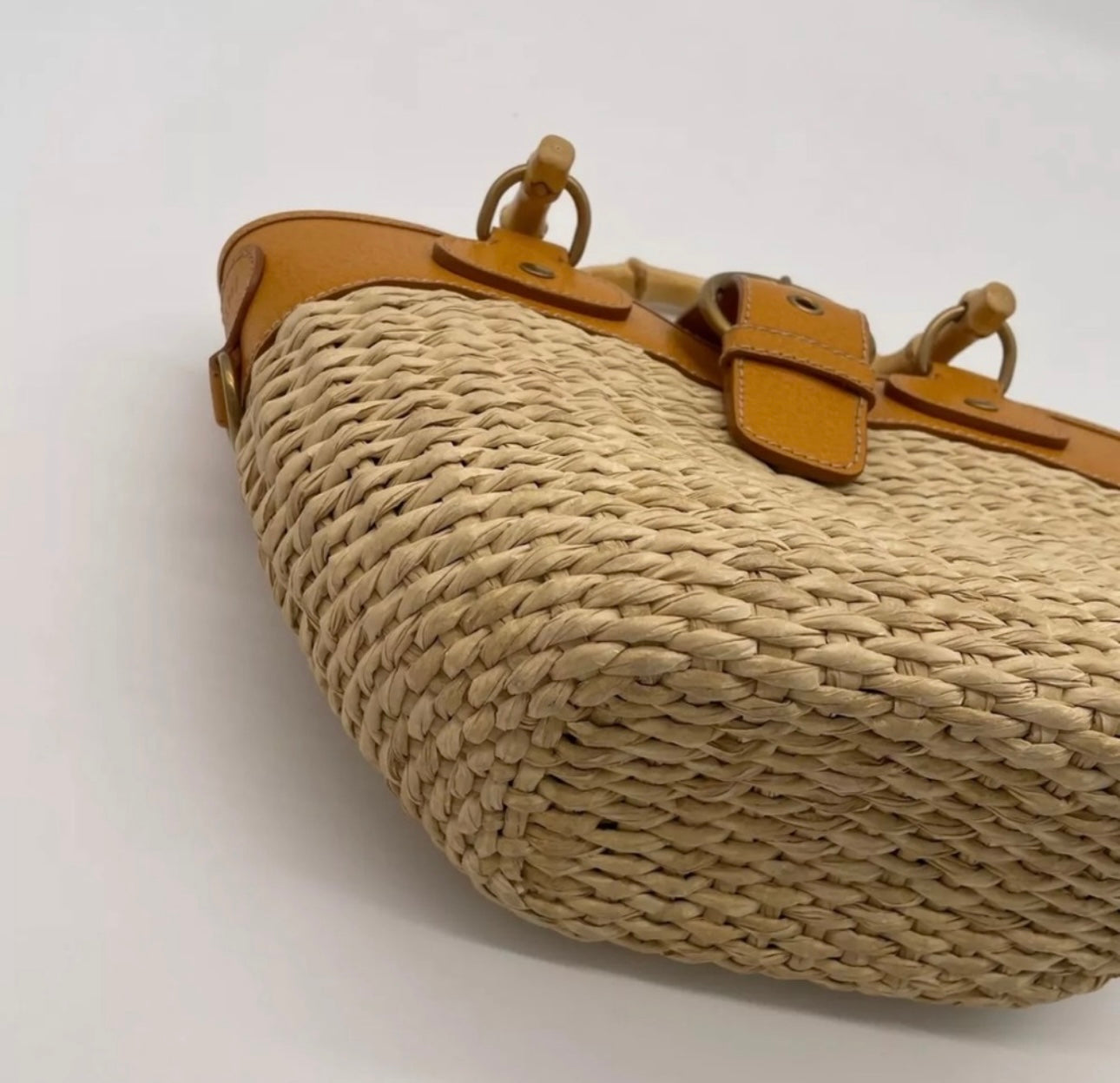 Vintage Miu Miu bamboo handle straw bag