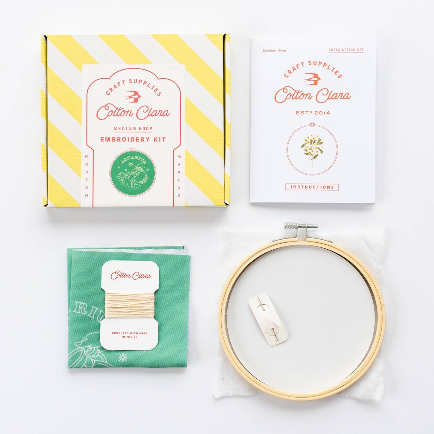 Cotton Clara Craft Kits & Supplies - Aquarius Astrology Embroidery Kit - Stitch the Zodiac