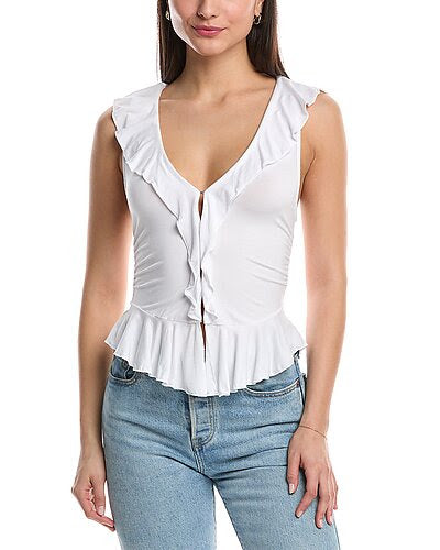 Ruffle Me Away Tank in Ivory - Free People