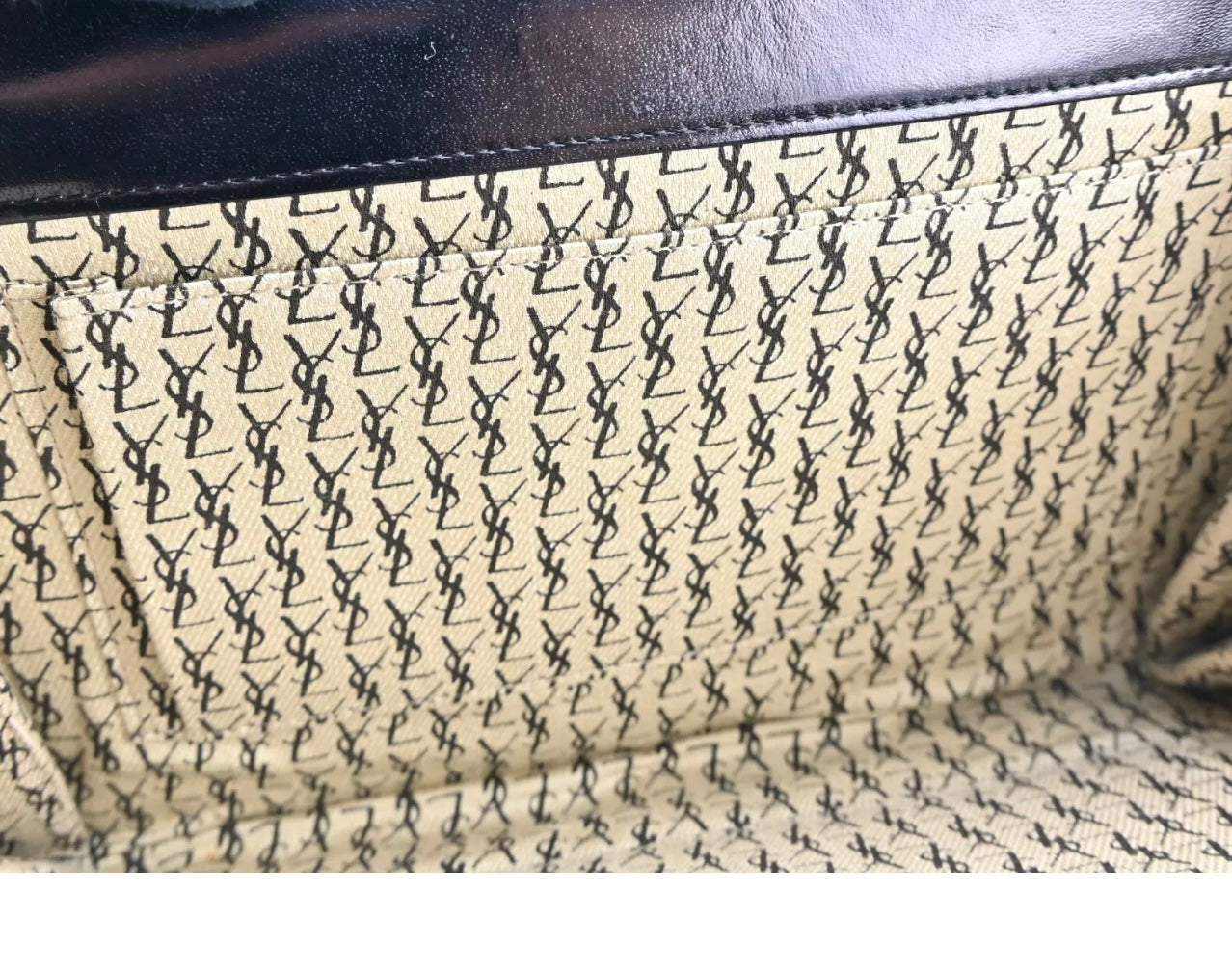 Yves Saint Laurent YSL Black Chevron Leather Clutch Bag