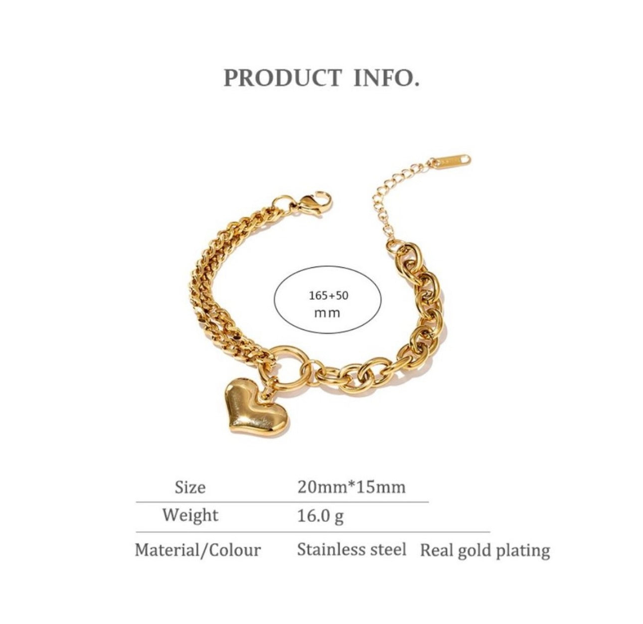 Savvy Cie 18K Plated Heart Bracelet