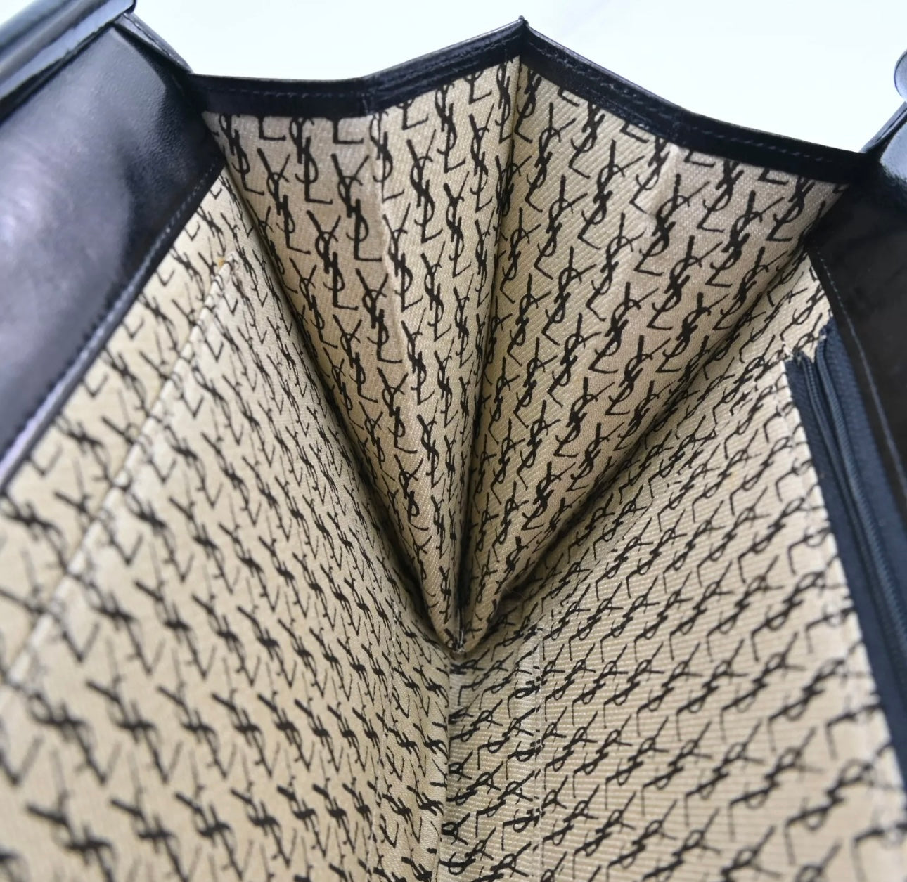 Yves Saint Laurent YSL Black Chevron Leather Clutch Bag