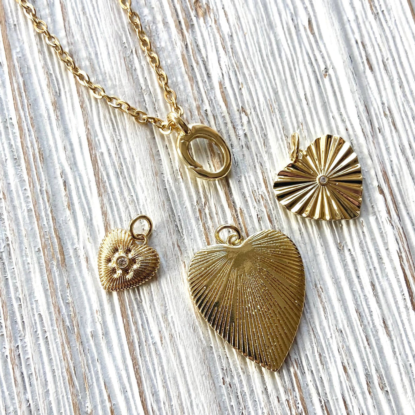 VB&CO Designs Handmade Jewelry - Charm necklace triple heart removable charms