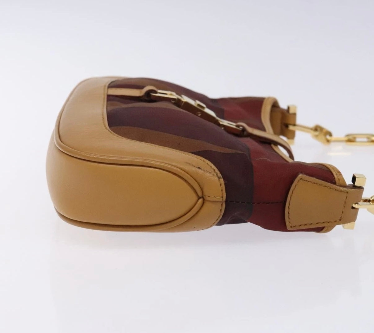 Gucci Jackie Chain Shoulder Bag – Brown Nylon & Gold Hardware