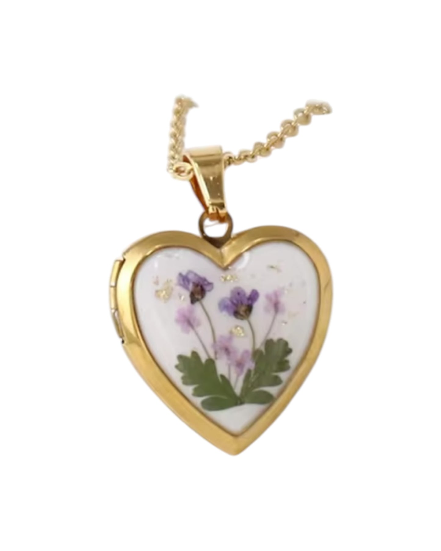 Birth Flower Heart Pendant Necklace
