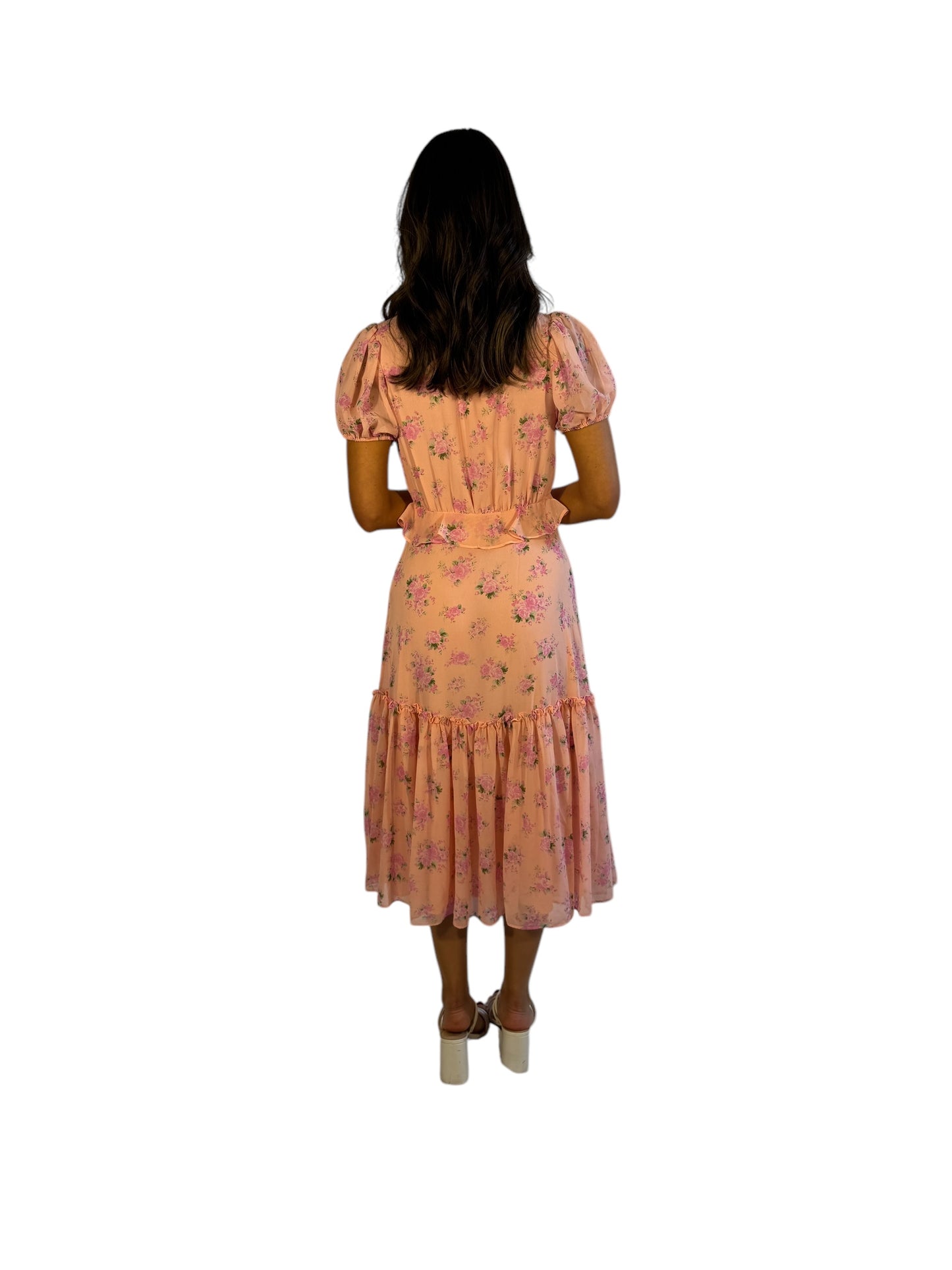 LOVE SHACK FANCY PINK FLORAL DRESS SIZE 4