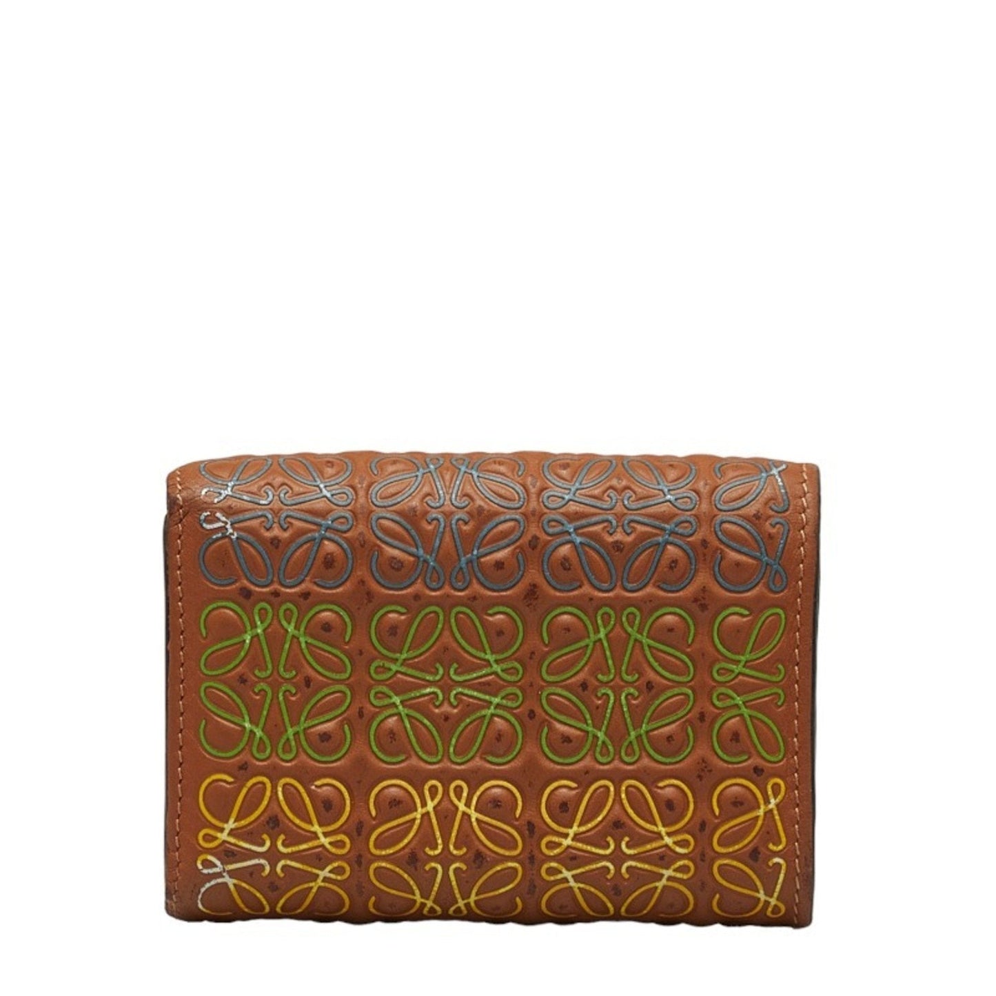 LOEWE - Anagram Trifold Wallet Brown Multicolor Leather