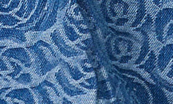 Jacquard Rose Pleated High Waist Denim Shorts