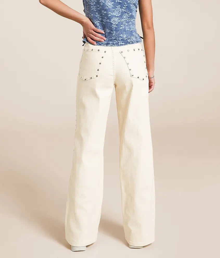 Gemma Wide Leg Studded Stretch Jean - Habitual