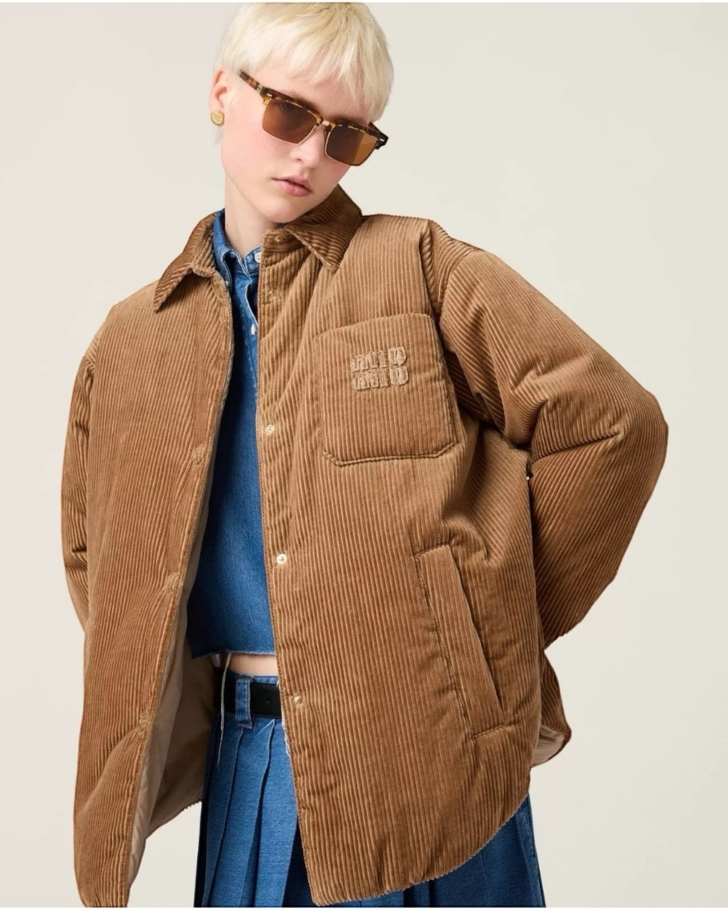 Miu Miu Corduroy Eco-Down Shirt Jacket – Size US 4