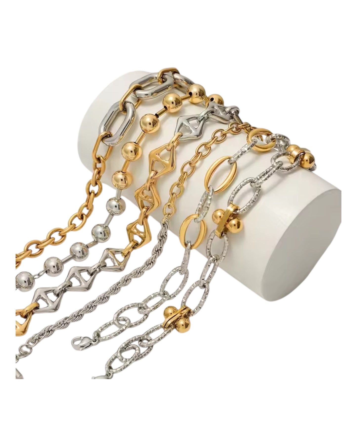 Two-Tone Power Link Bracelet Collection - 18K gold plated Waterproof/Hypoallergenic