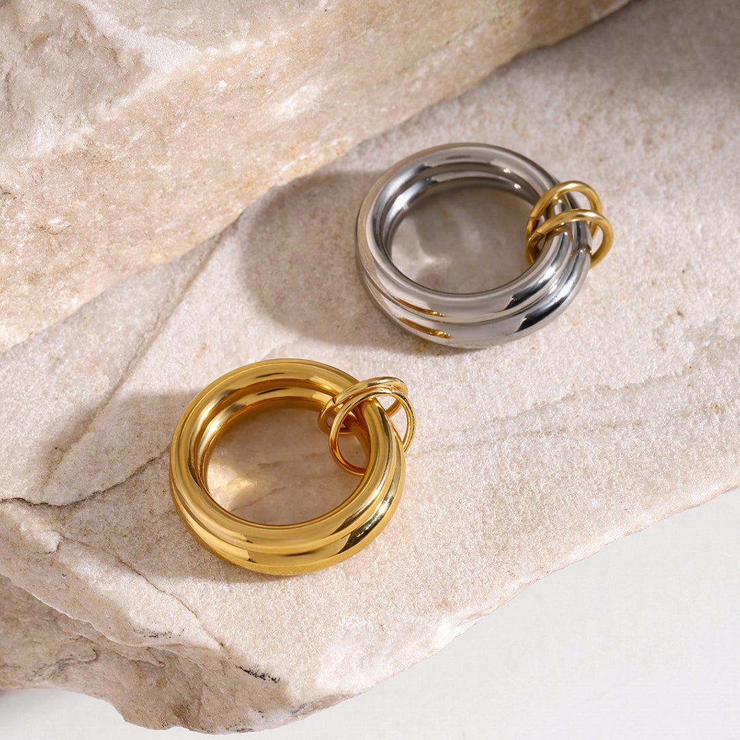 DUNE STACKED GOLD RING