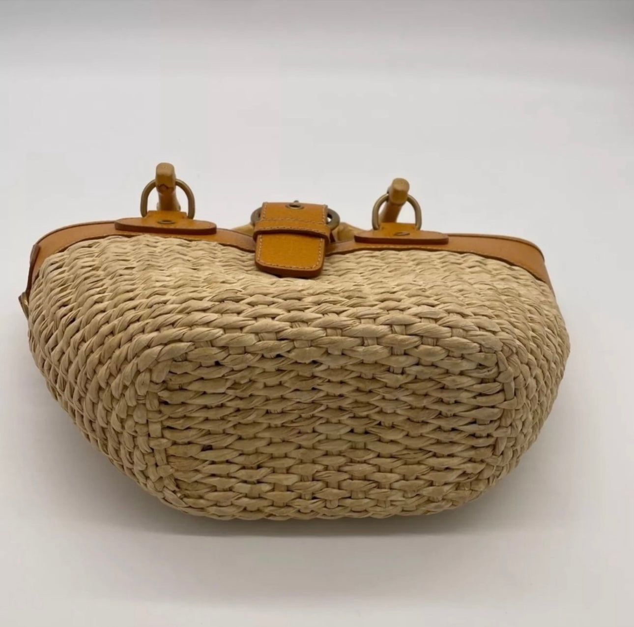 Vintage Miu Miu bamboo handle straw bag