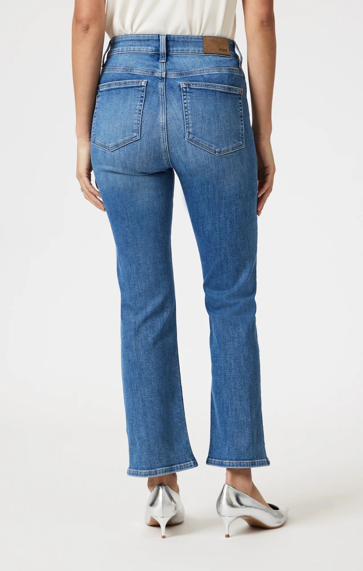 Anika Cropped Mid Brushed Flex Blue Jean - Mavi