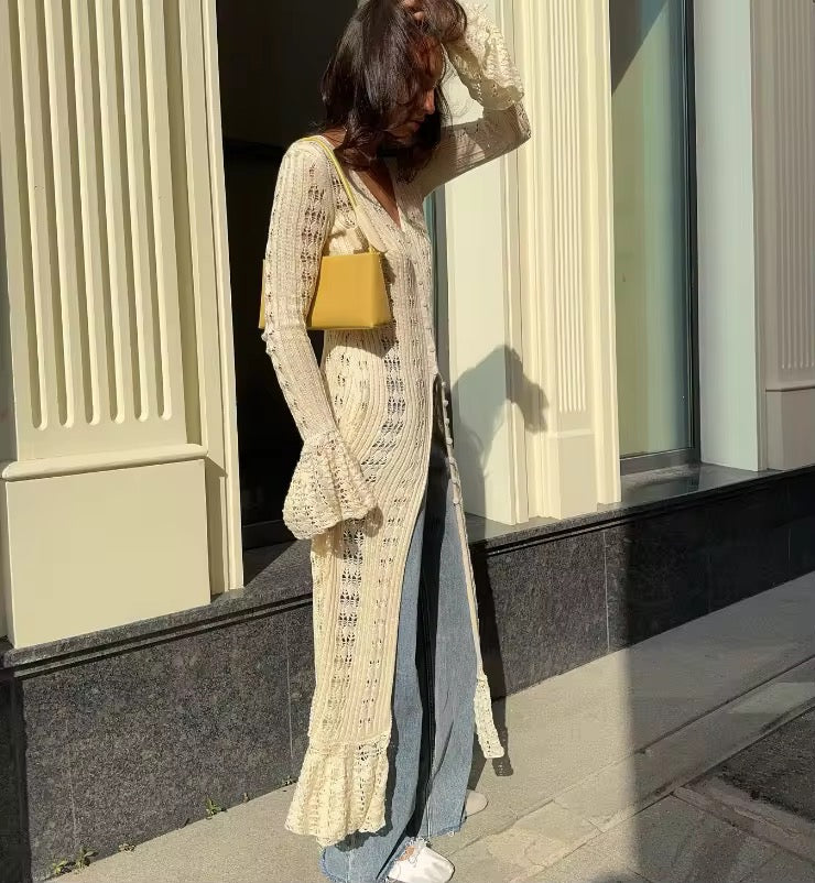 Boho Breeze Crochet Maxi Cover-Up