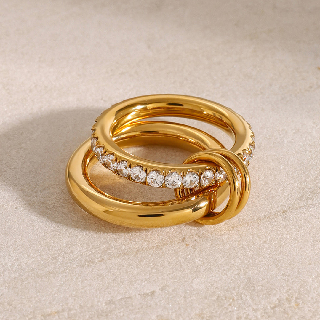 Chunky Crystal Band Ring – Gold Plated