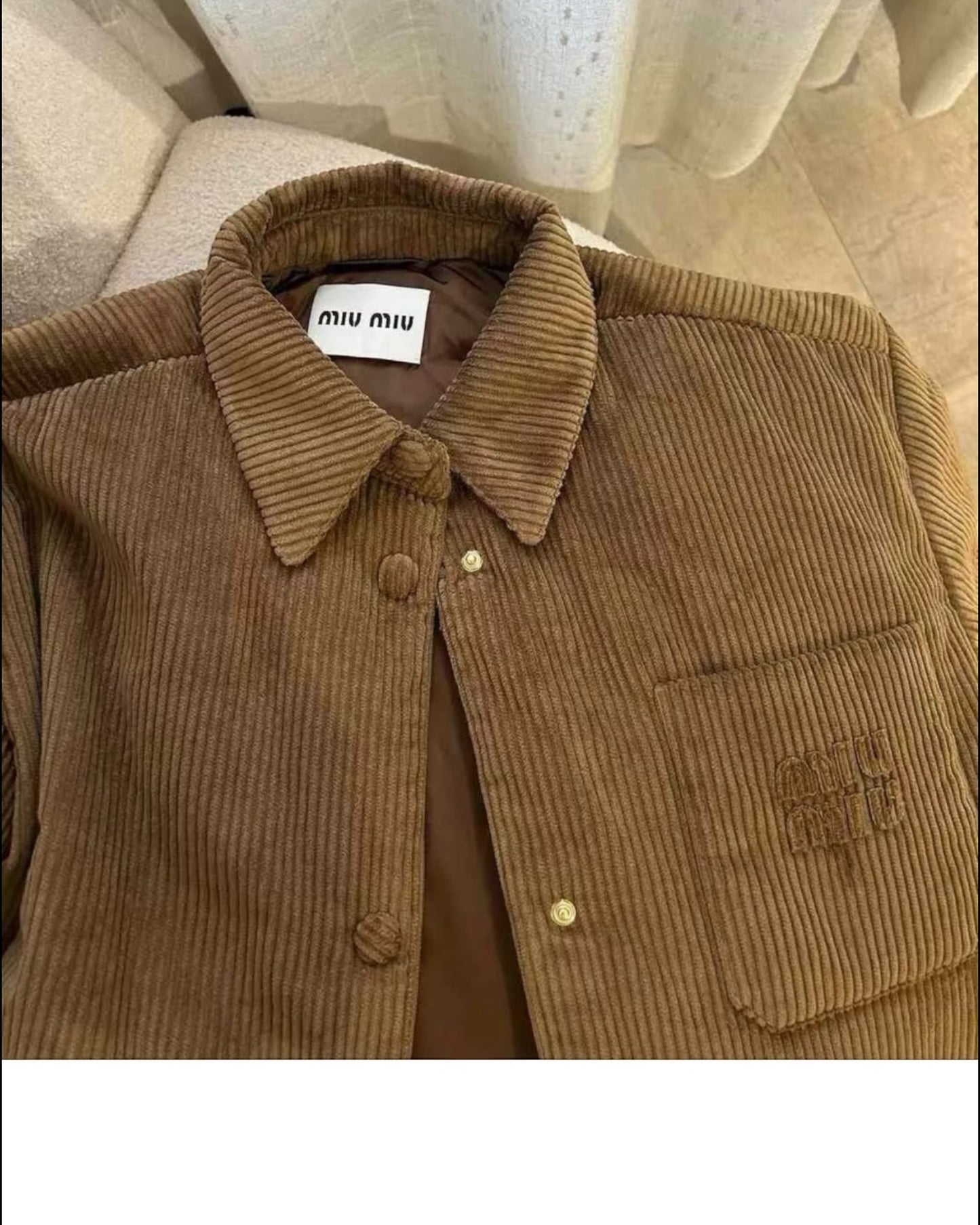 Miu Miu Corduroy Eco-Down Shirt Jacket – Size US 4