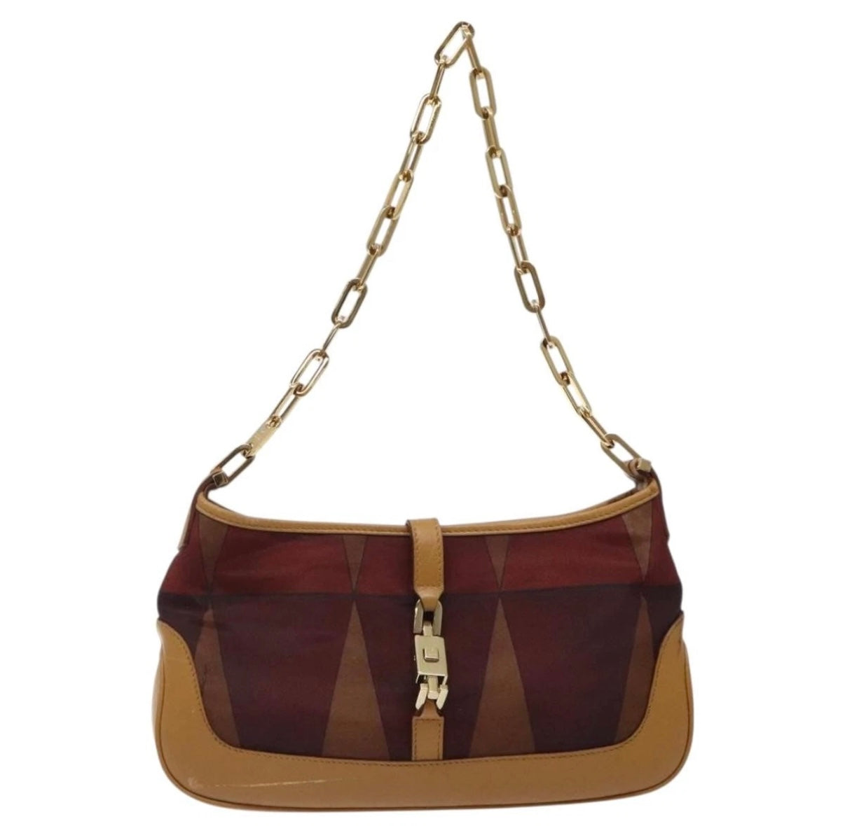 Gucci Jackie Chain Shoulder Bag – Brown Nylon & Gold Hardware