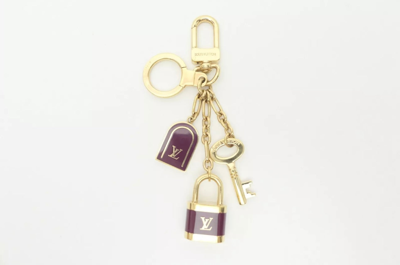 Louis Vuitton Metal Porte Cles Cadenas Key Chain Bag Charm LV