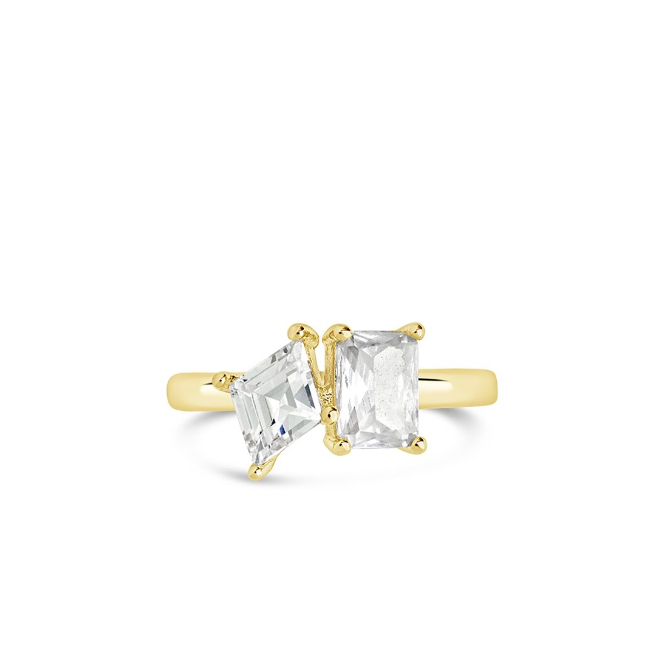 14K Plated CZ Penina Toi et Moi Ring