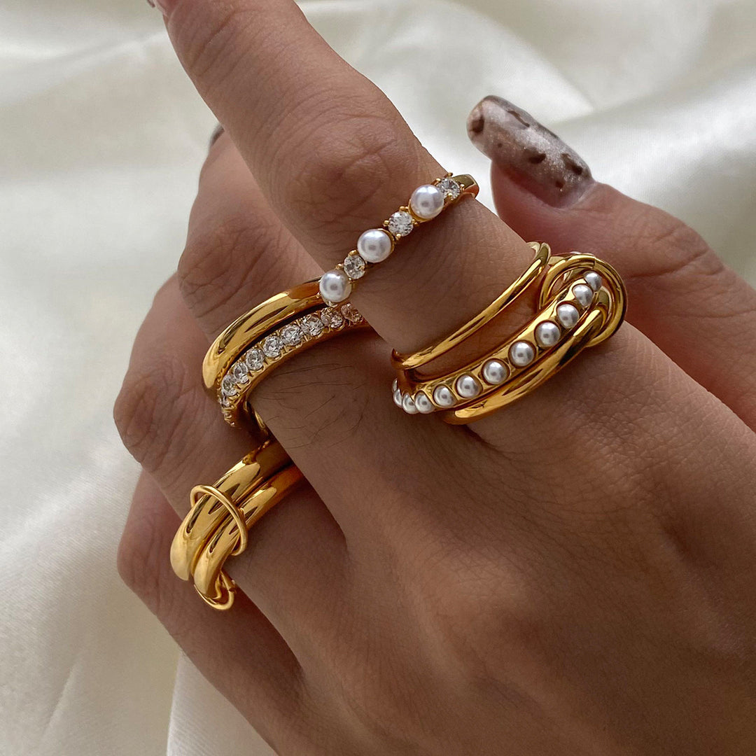 Chunky Crystal Band Ring – Gold Plated