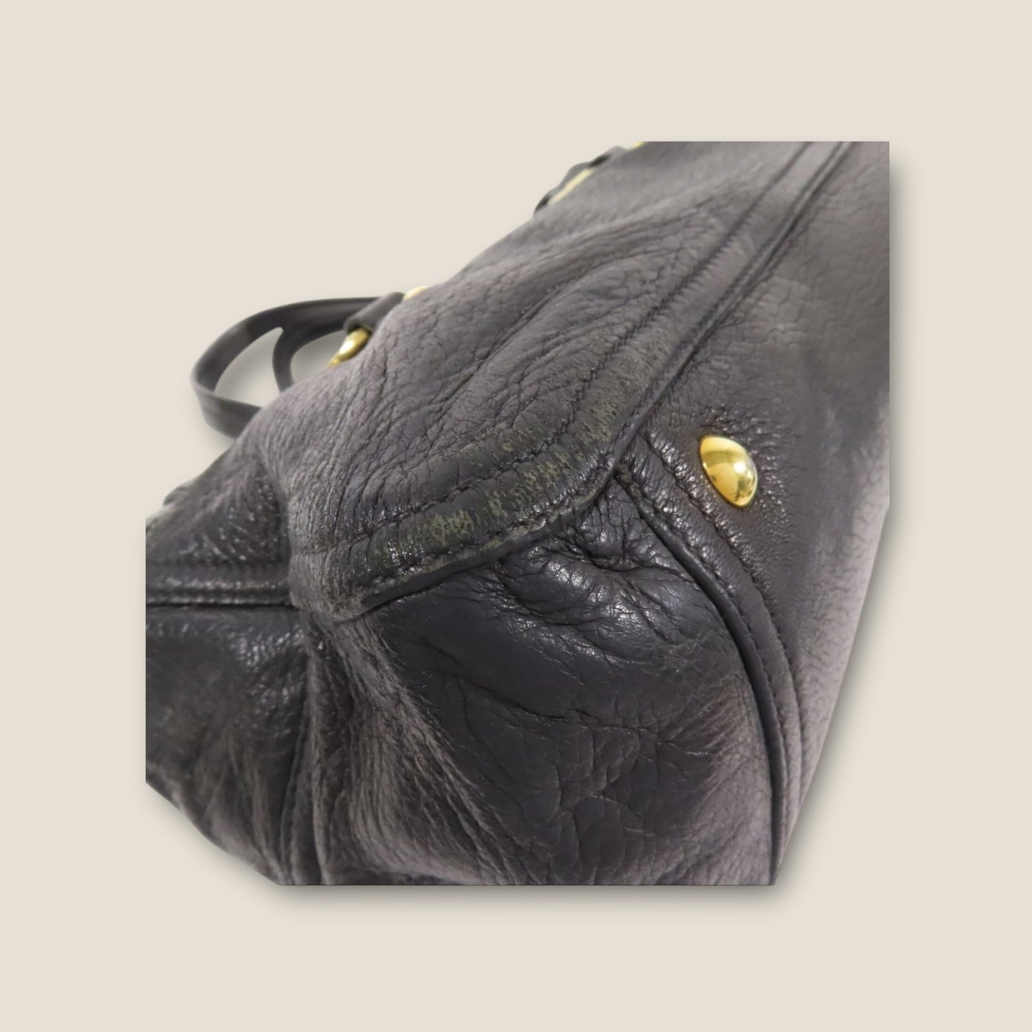 Miu Miu Black Calfskin Leather 2-Way Shoulder Bag with Gold Hardware