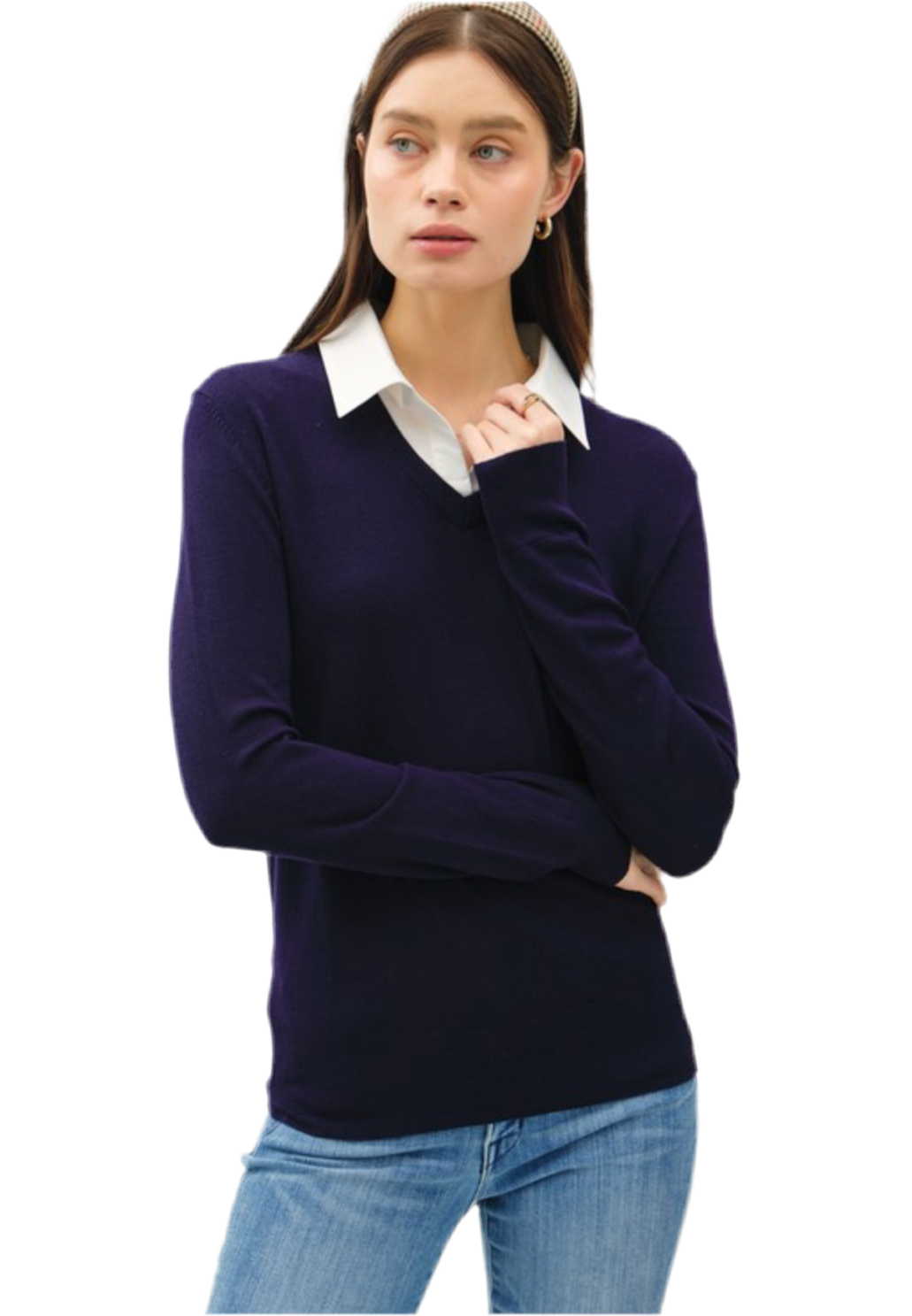 Be Cool Basic Vneck with Attached Shirt and Collar