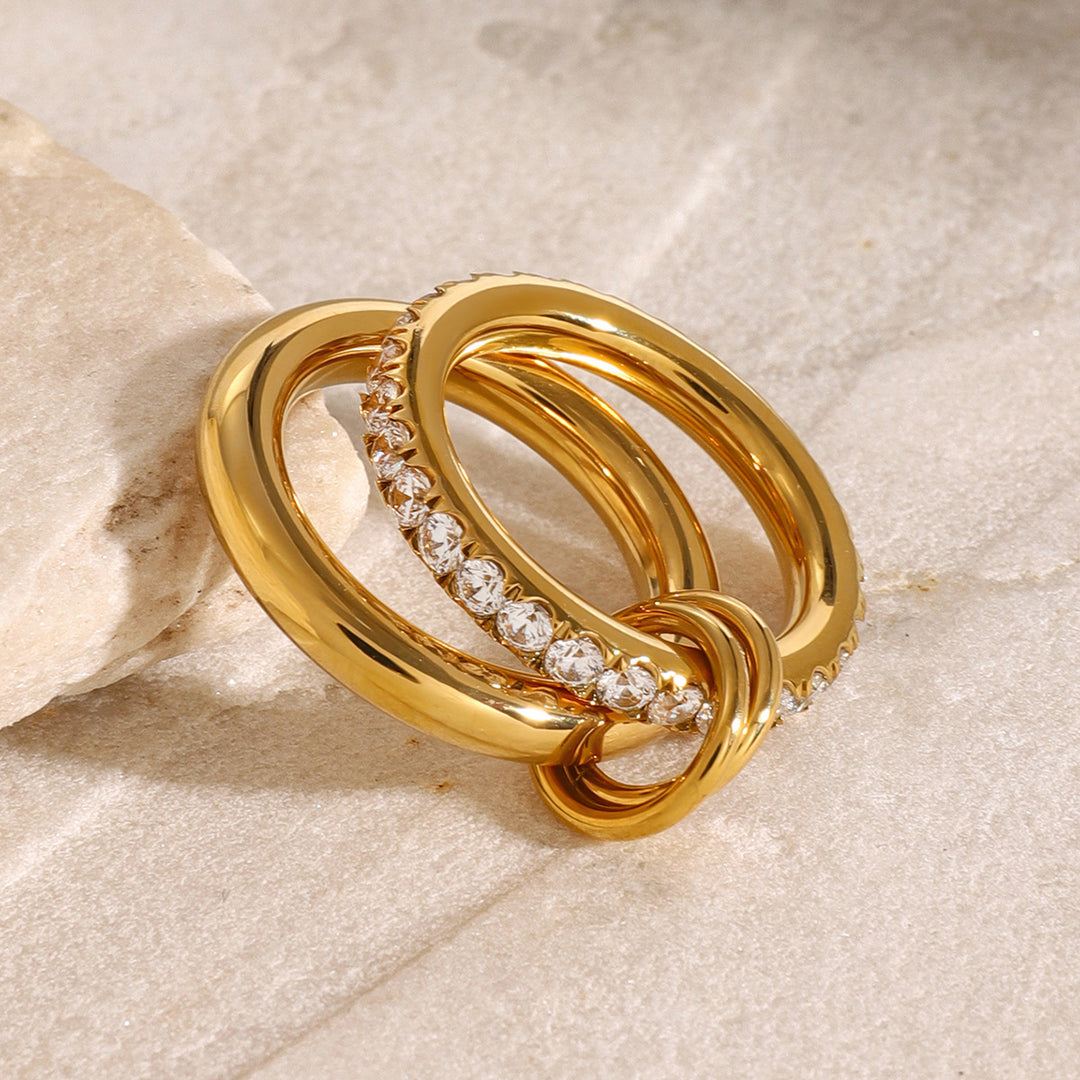 Chunky Crystal Band Ring – Gold Plated