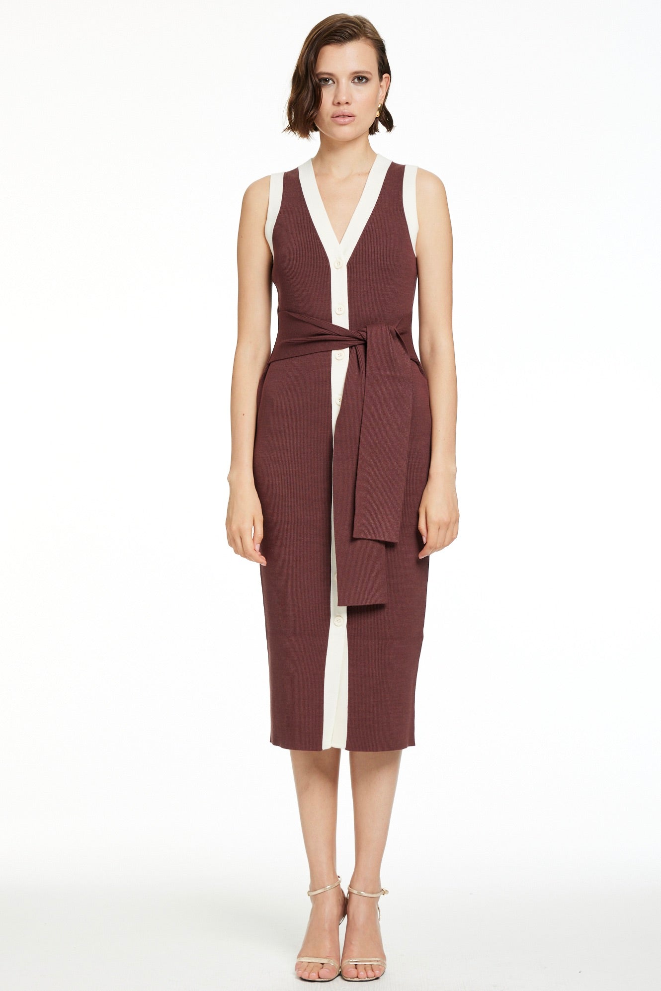 Victoria Sleeveless Button-Front Midi Dress