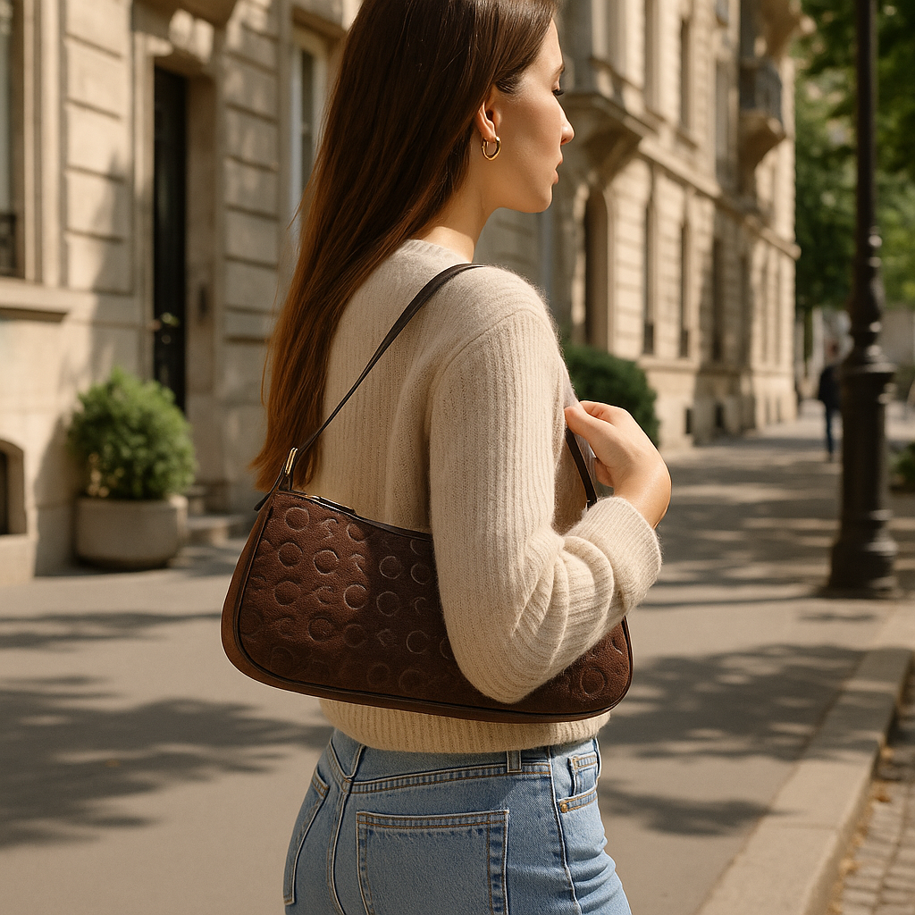 CELINE BROWN SUEDE SHOULDER BAG