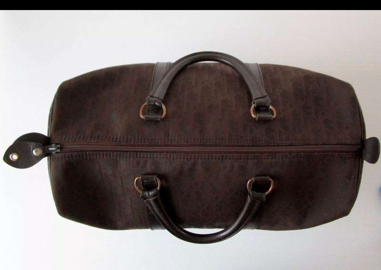 Christian Dior Vintage Boston Bag Dark Brown Mini Duffel
