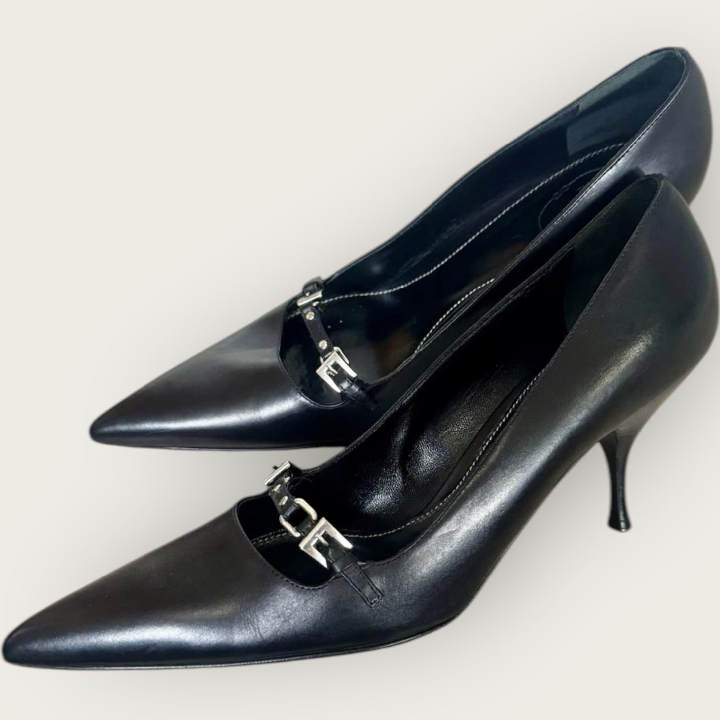 Vintage Prada Milano Leather Buckle Pumps – Size 40 (10 US)