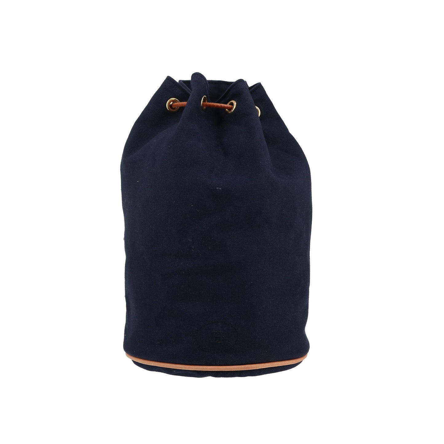 Hermès Polochon backpack in navy blue canvas and natural leather