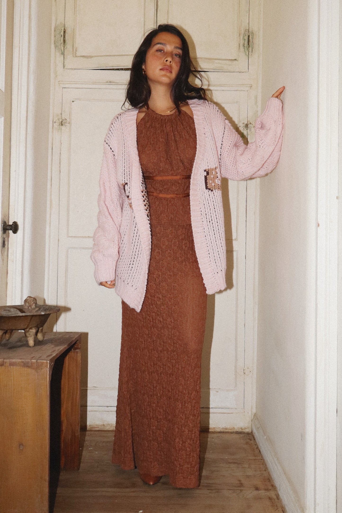 Pink Knit Horse Cardigan