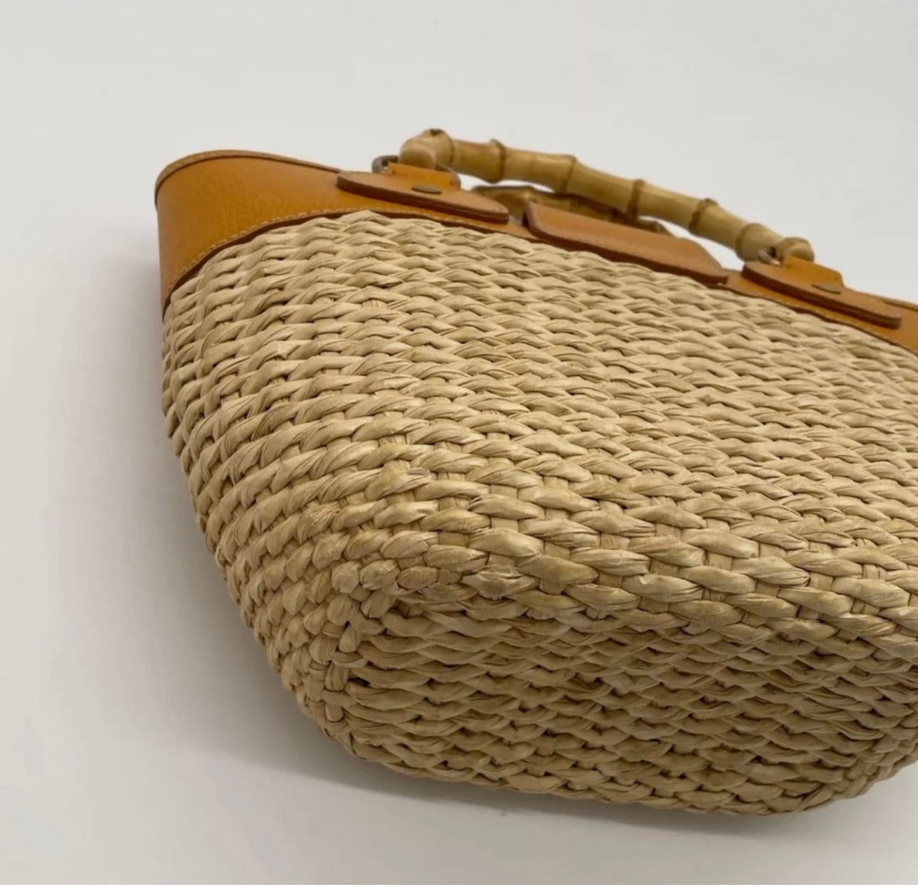 Vintage Miu Miu bamboo handle straw bag
