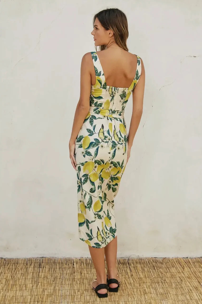 Vintage Lemonade Tulip
Hem Midi Wrap Dress