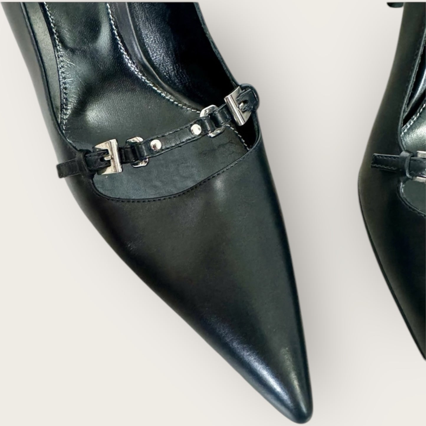 Vintage Prada Milano Leather Buckle Pumps – Size 40 (10 US)