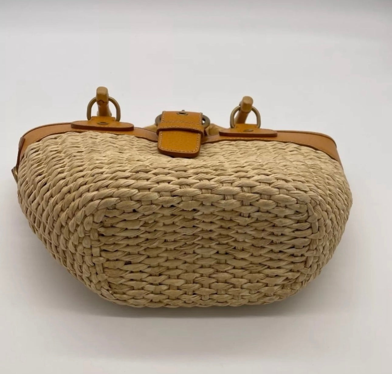 Vintage Miu Miu bamboo handle straw bag