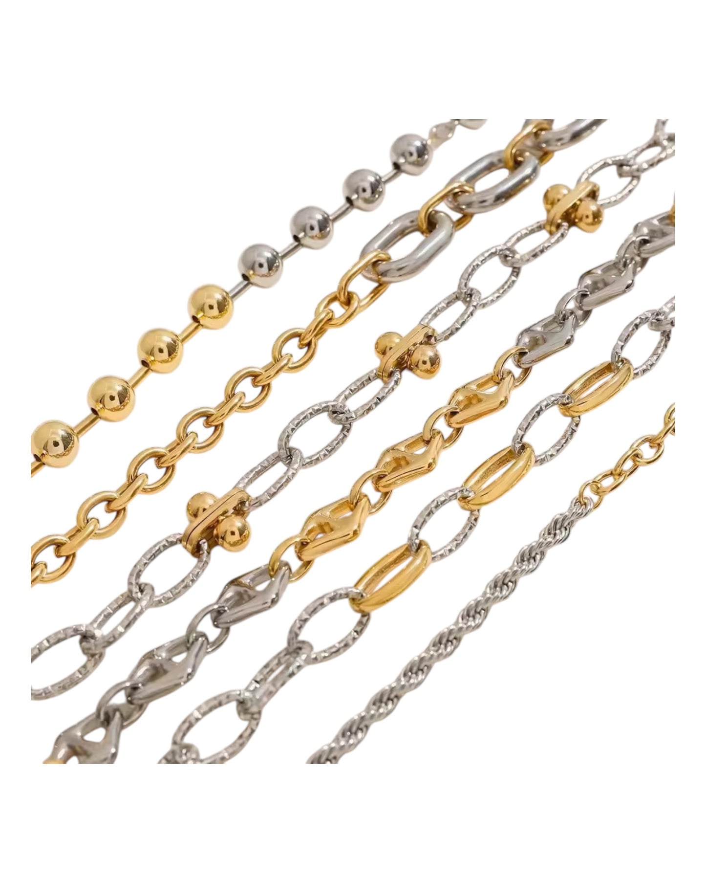 Two-Tone Power Link Bracelet Collection - 18K gold plated Waterproof/Hypoallergenic