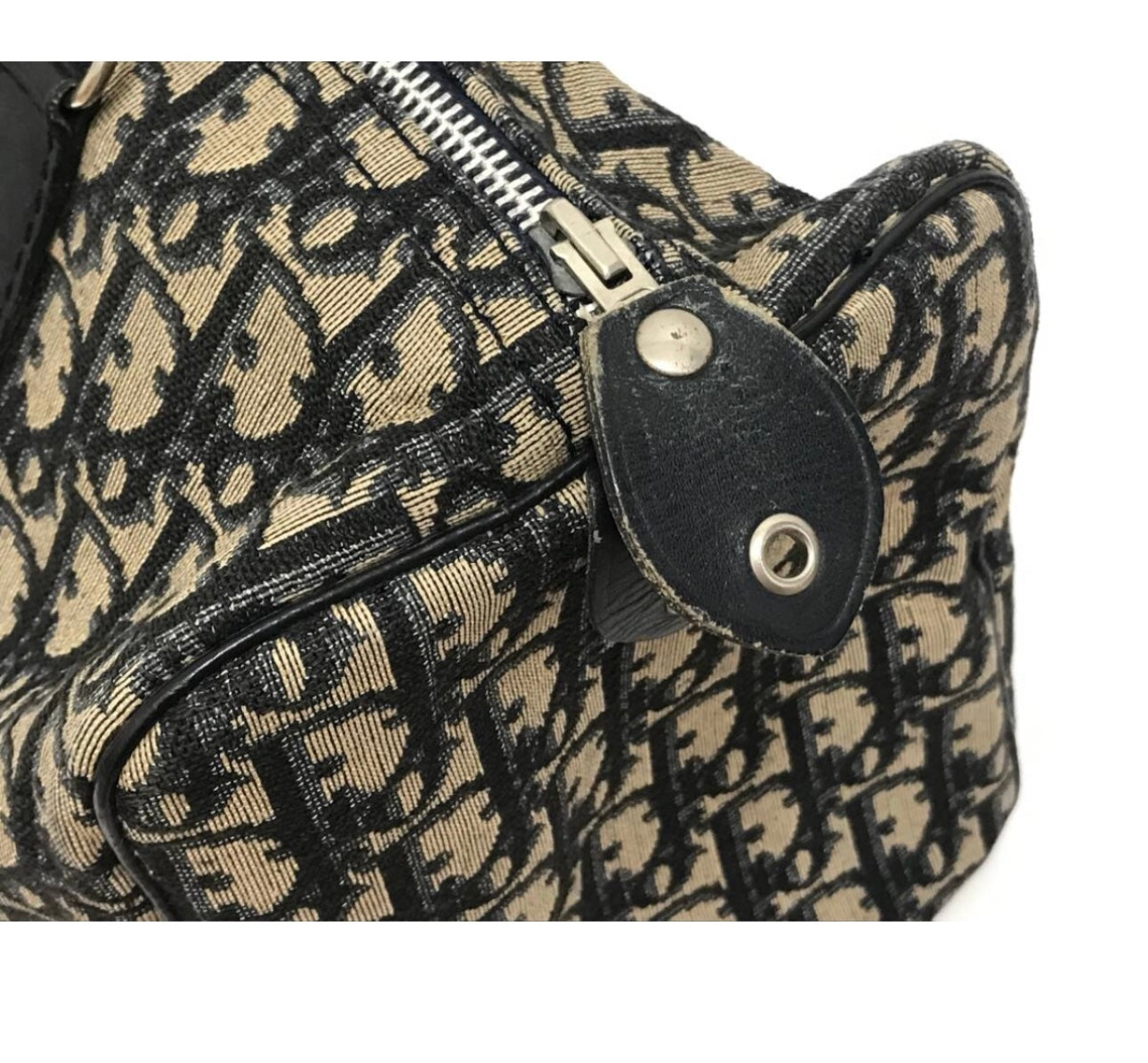 Christian Dior Trotter Mini Boston Bag Tote Bag Handbag Navy