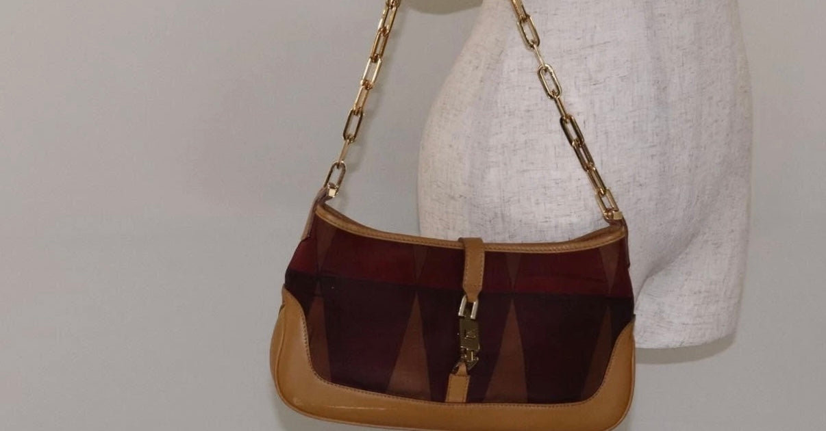 Gucci Jackie Chain Shoulder Bag – Brown Nylon & Gold Hardware