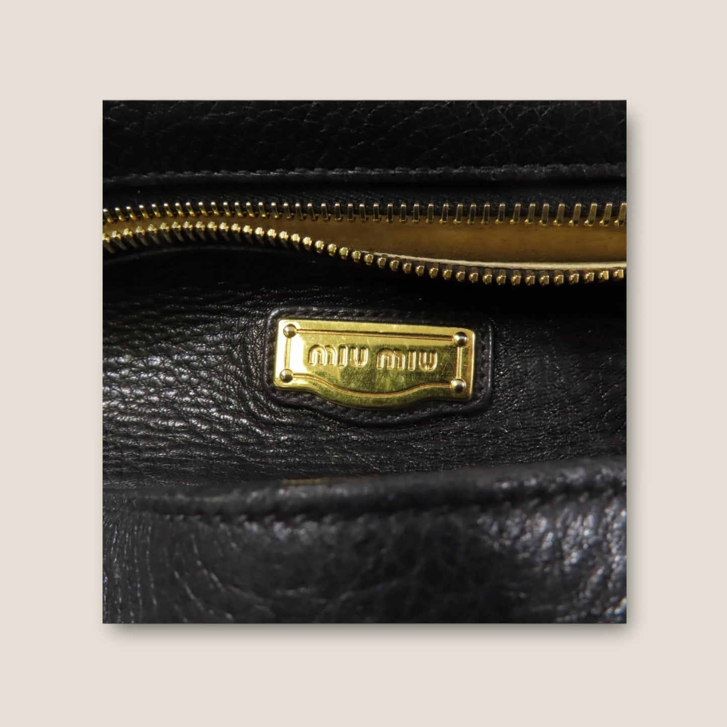 Miu Miu Black Calfskin Leather 2-Way Shoulder Bag with Gold Hardware