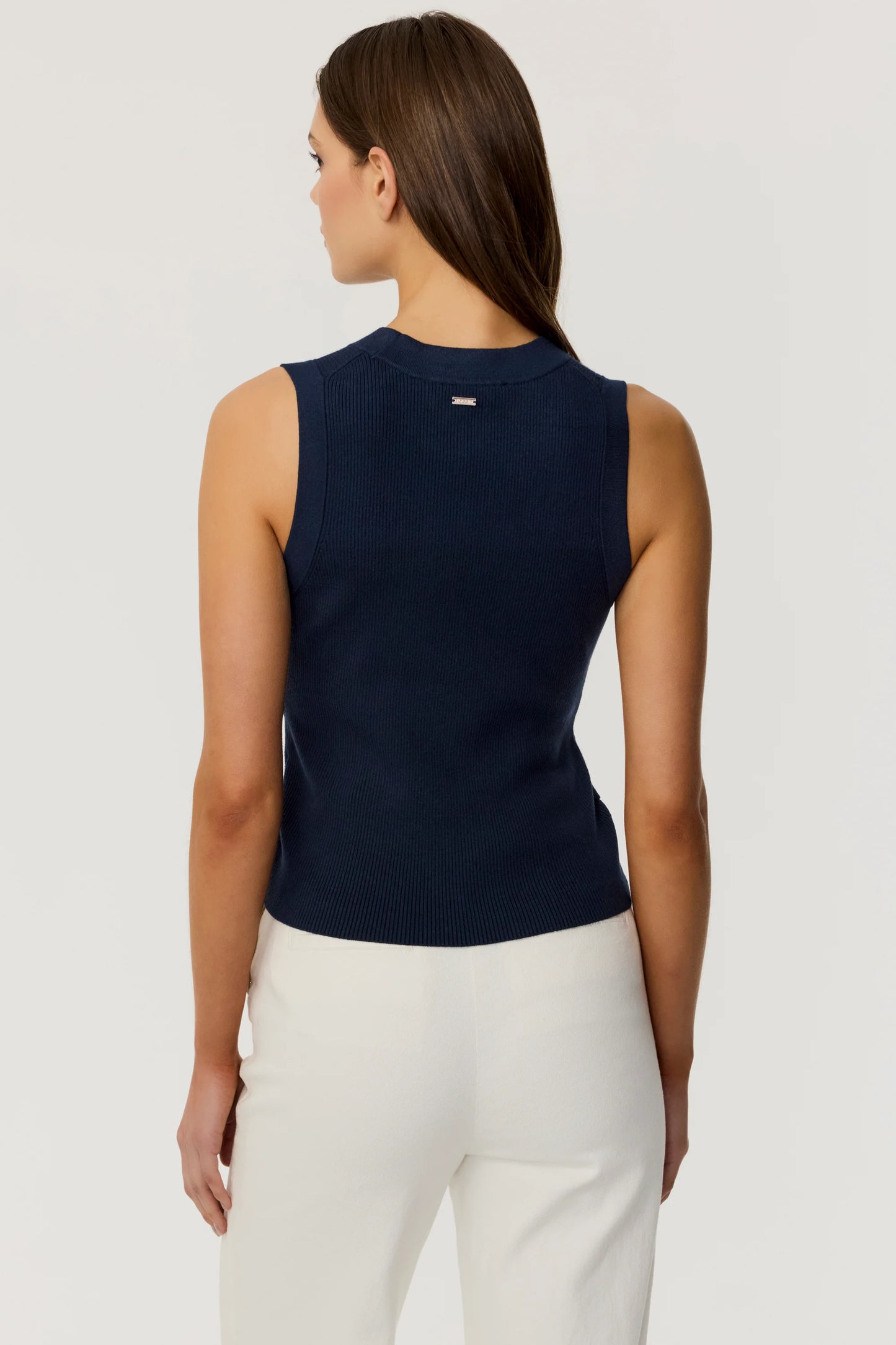 Collins Sleeveless Navy Button-Front Top - Toccin