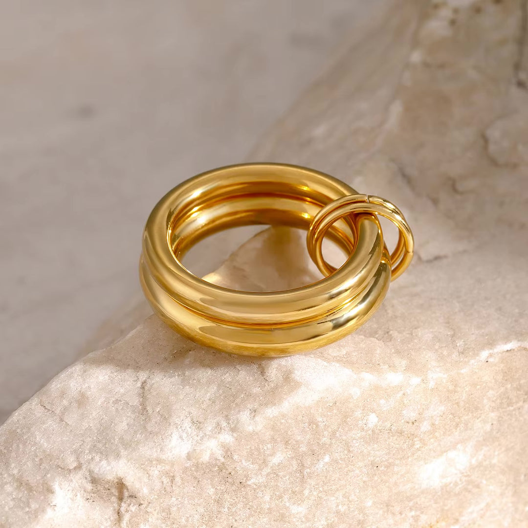DUNE STACKED GOLD RING