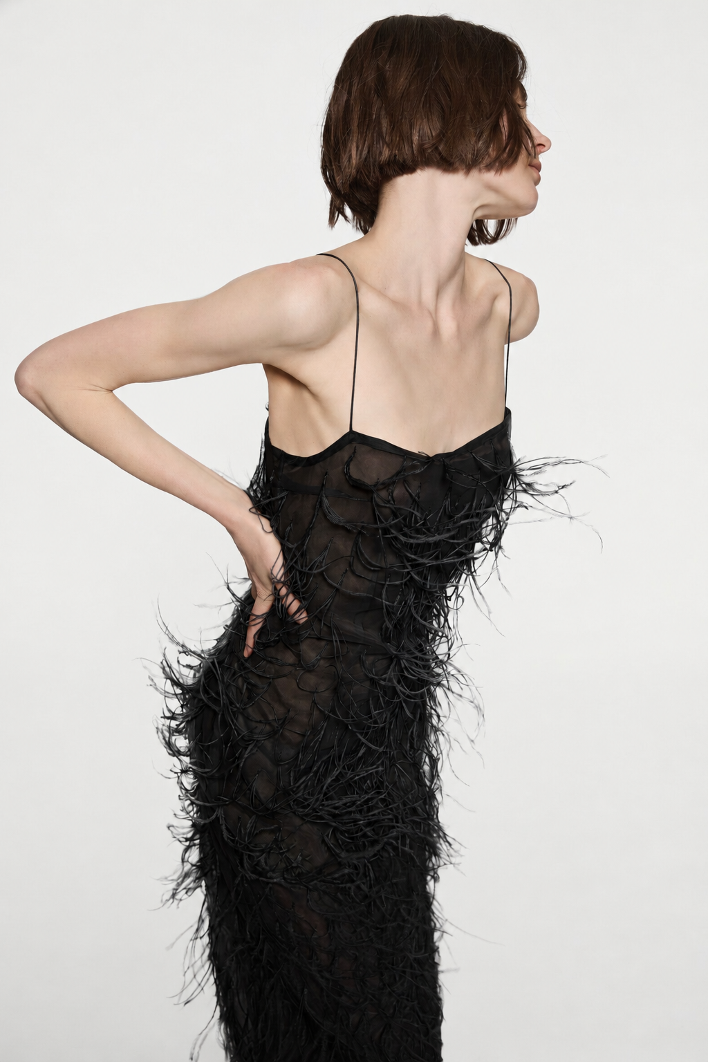 Organza Feather Slip Dress