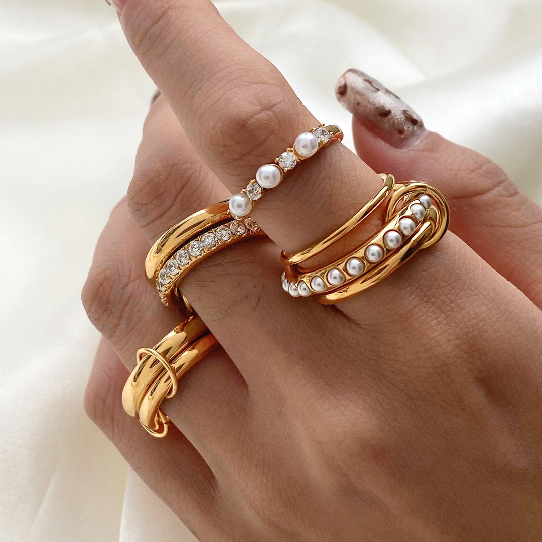 DUNE STACKED GOLD RING