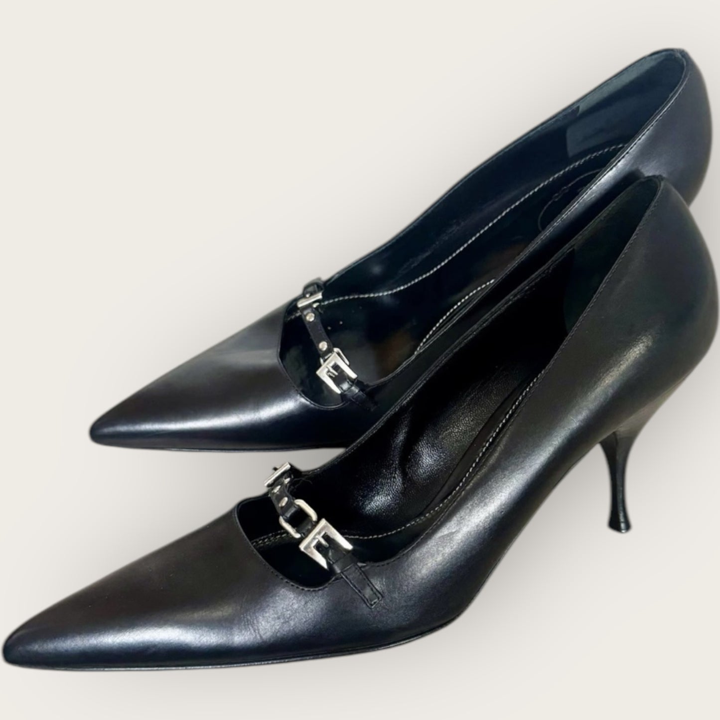 Vintage Prada Milano Leather Buckle Pumps – Size 40 (10 US)