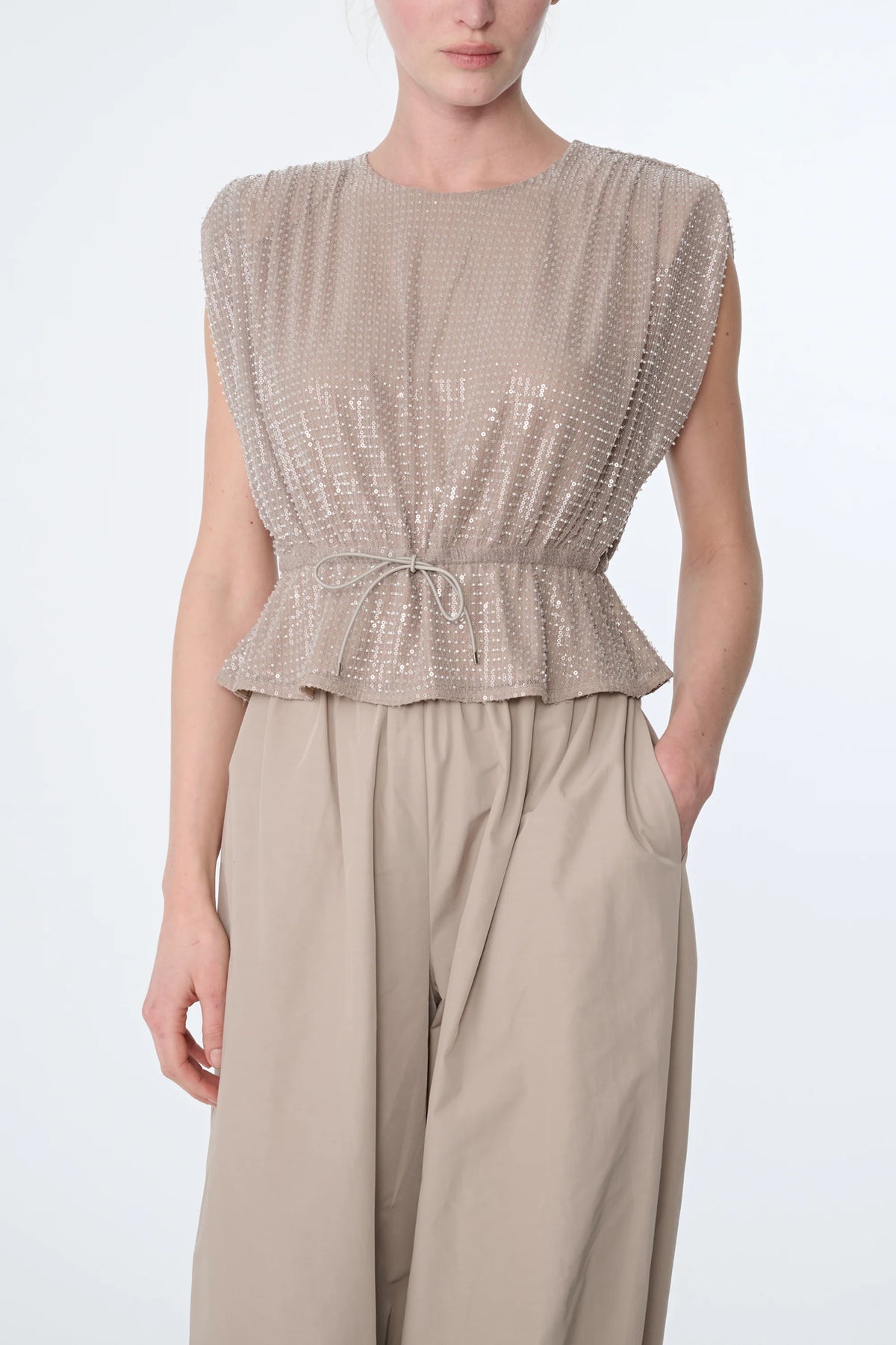 Talon Strong Shoulder Top with Drawstring Detail