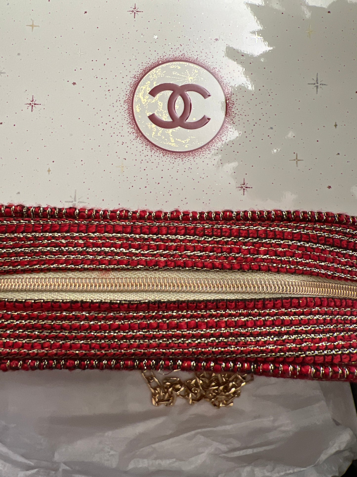 CHANEL Red Cosmetic Bag
